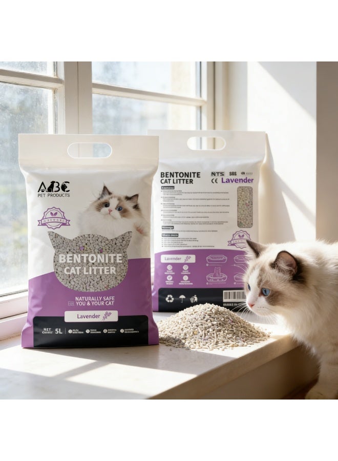 5 لتر/4 كجم مسحوق فحم القطط من البنتونيت على شكل كرة من اللافندر - Image 5